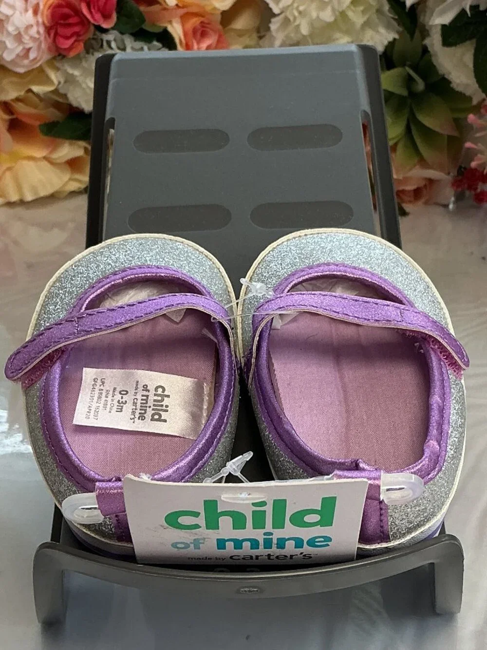 4/$30 Bundle 🌈 Child of Mine Silver Glitter Purple Baby Mary Jane Shoes 0–3M